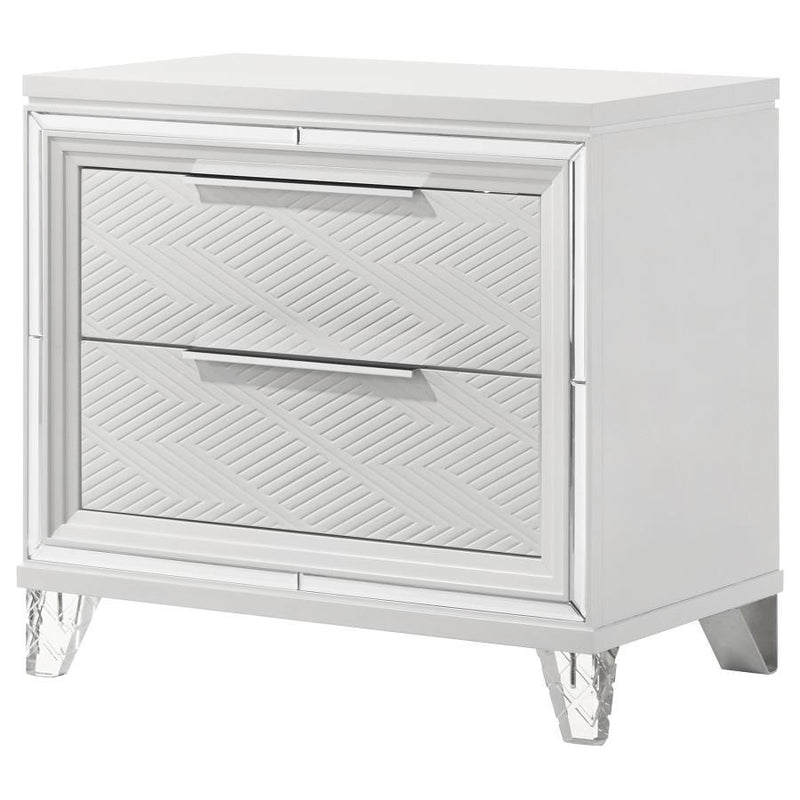 Marmore - 2-Drawer Nightstand Bedside Table - White - JaxCo Furniture