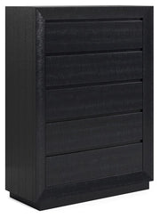 Londer - Black - Five Drawer Chest - JaxCo Furniture