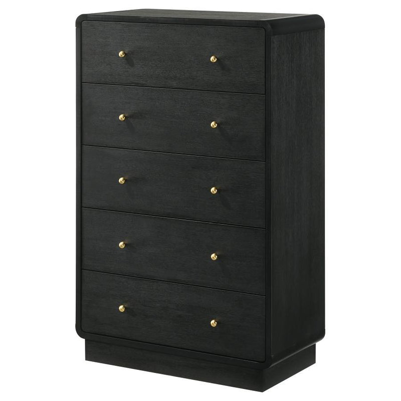 Cavelle - 5-Drawer Chest Of Drawers - Black - JaxCo Furniture