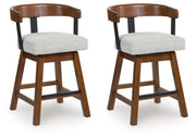 Ralene - Medium Brown - Upholstered Swivel Barstool (Set of 2) - JaxCo Furniture