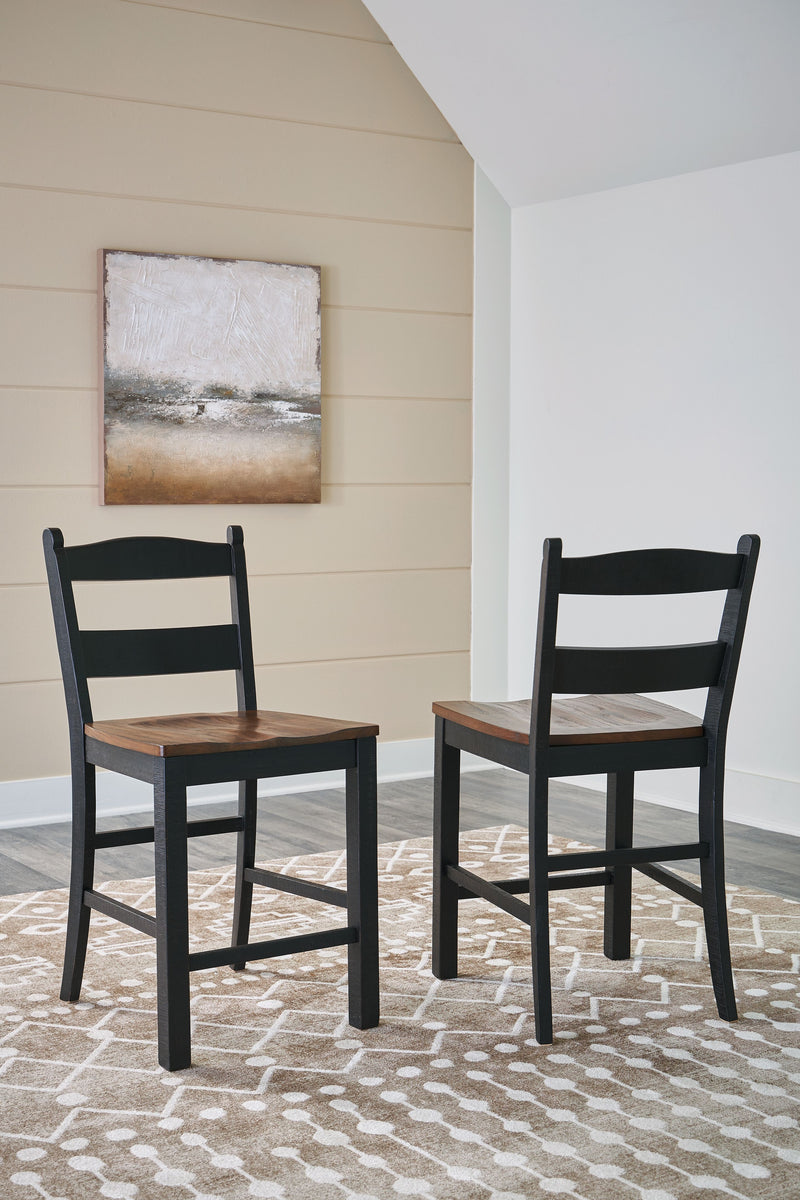 Valebeck - Black / Brown - Barstool (Set of 2) - JaxCo Furniture