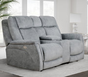 Linus - Zero Gravity Power Reclining Console Loveseat - Hudson Gray - JaxCo Furniture