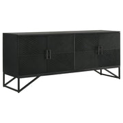 Riddell - 4 Door Wood Reeding Accent Cabinet - Matte Black - JaxCo Furniture