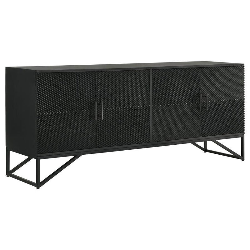 Riddell - 4 Door Wood Reeding Accent Cabinet - Matte Black - JaxCo Furniture