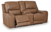 DeepWakes - Caramel - Power Reclining Loveseat / Console / Adjustable Headrest - JaxCo Furniture