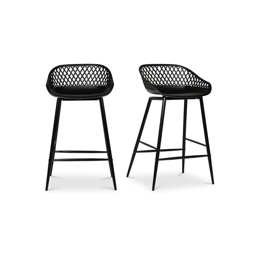 Piazza - Outdoor Counter Counter Stool (Set of 2) - Black - JaxCo Furniture