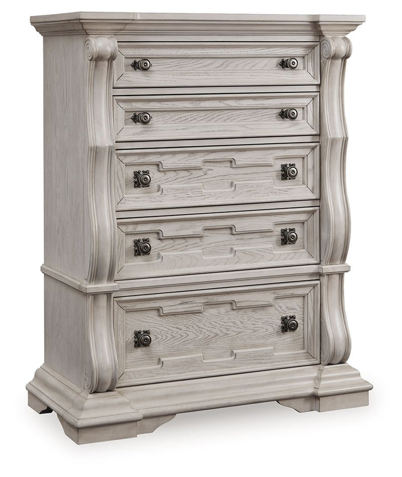 Bruchandi - Antique White - Five Drawer Chest - JaxCo Furniture