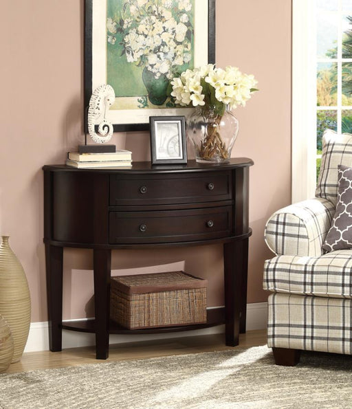 Diane - 2-Drawer Demilune Entryway Console Table - Cappuccino - JaxCo Furniture