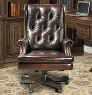 Dc#112 - Leather Desk Chair - Havana With Brown Base - JaxCo Furniture