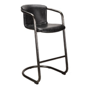 Freeman - Leather Barstool (Set of 2) - Onyx Black - JaxCo Furniture