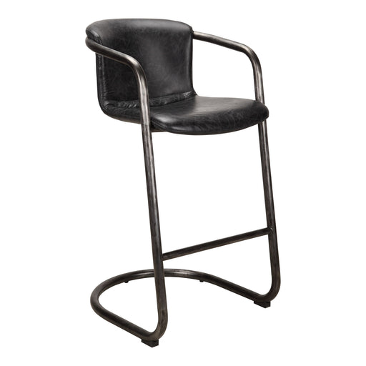 Freeman - Barstool Leather (Set of 2) - Onyx Black - JaxCo Furniture