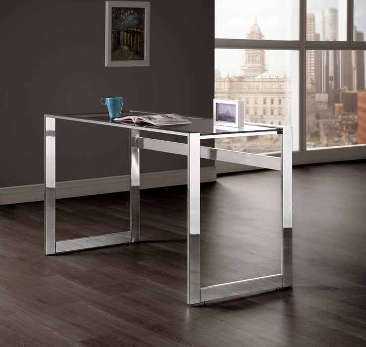 Hartford - Glass Top Writing Desk - Chrome - JaxCo Furniture