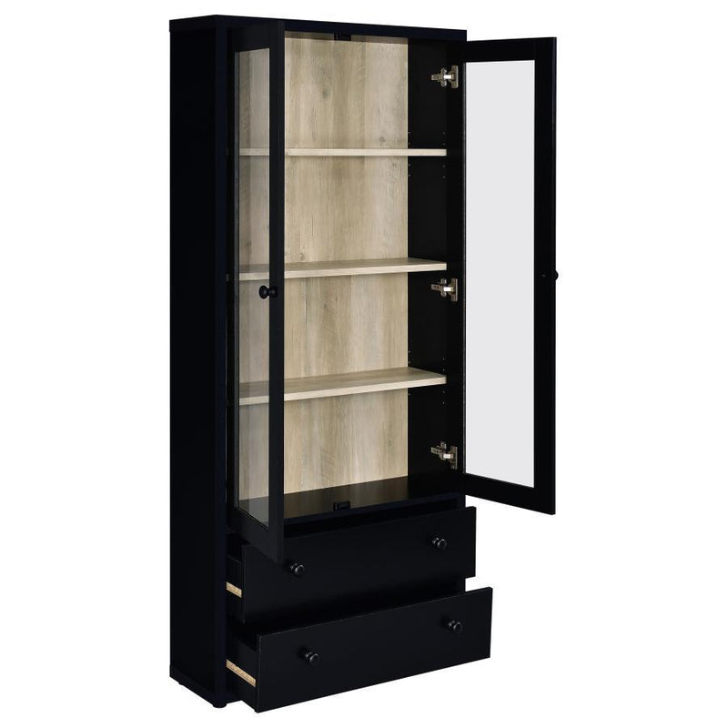Hawthorne - 4-Shelf Glass Door Tall Cabinet With Drawers - JaxCo Furniture
