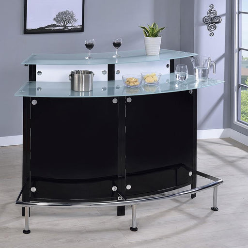 Keystone - Curved Glass Top Home Bar Wine Cabinet - Black - JaxCo Furniture