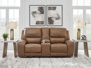 DeepWakes - Caramel - Power Reclining Loveseat / Console / Adjustable Headrest - JaxCo Furniture