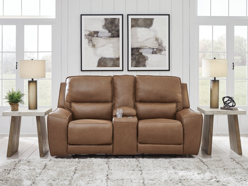 DeepWakes - Caramel - Power Reclining Loveseat / Console / Adjustable Headrest - JaxCo Furniture