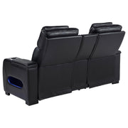 Zuma - Faux Leather Dual Power Reclining LED Loveseat - Black - JaxCo Furniture