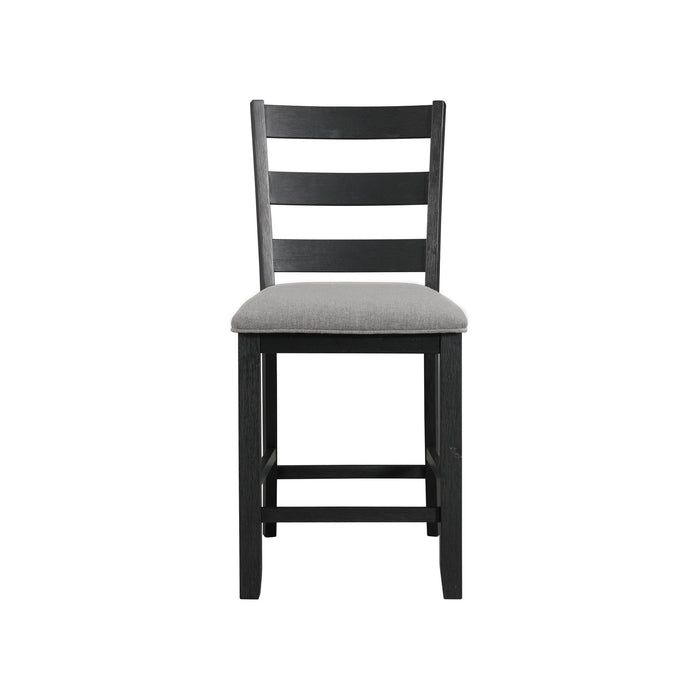 Martin - Counter Side Chair With Grey Fabric (Set of 2) - Black Finish - JaxCo Furniture