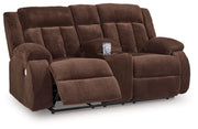 Free Wake - Chocolate - Double Relcining Power Loveseat With Console - JaxCo Furniture