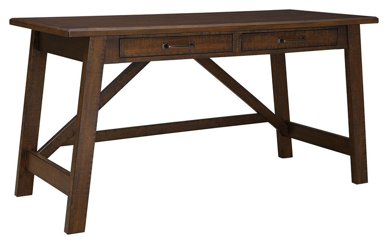 Baldridge - Rustic Brown - Home Office Large Leg Desk - JaxCo Furniture