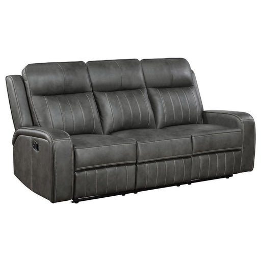 Raelynn - Upholstered Track Arm Motion Sofa - Gray - JaxCo Furniture