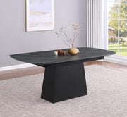 Potero - Faux Marble Extension Leaf Dining Table - Black - JaxCo Furniture