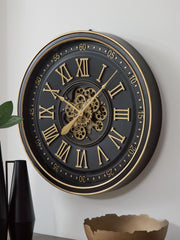 Dairton - Black / Gold Finish - Wall Clock - JaxCo Furniture