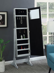 Elle - Cheval Mirror With Jewelry Storage - Silver - JaxCo Furniture