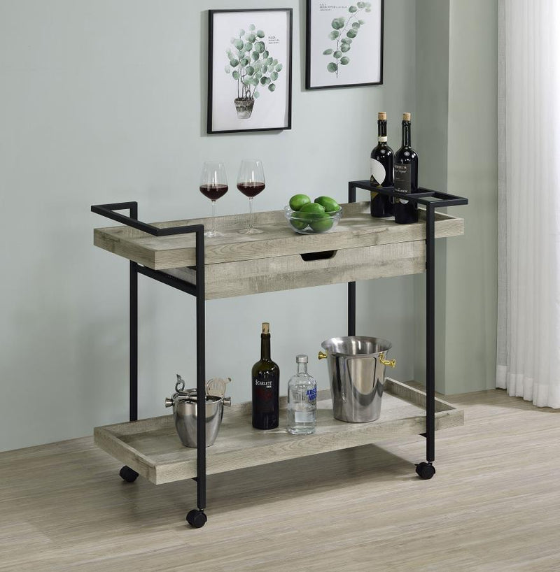 Ventura - 1-Drawer Engineered Wood Bar Cart - Gray Driftwood - JaxCo Furniture