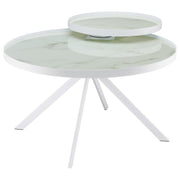 Briggs - Round Marble Printed Glass Top Coffee Table - JaxCo Furniture