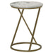 Malthe - Round Marble Top Accent Side - White And Antique Gold - JaxCo Furniture