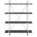 Grimma - 4-Shelf Bookshelf - Rustic Gray And Chrome - JaxCo Furniture