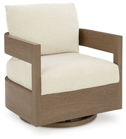 Serene Bay - Dark Brown / White - Swivel Glider Chair With Cushion - JaxCo Furniture