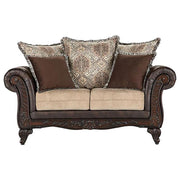 Elmbrook - Upholstered Rolled Arm Loveseat - Brown - JaxCo Furniture