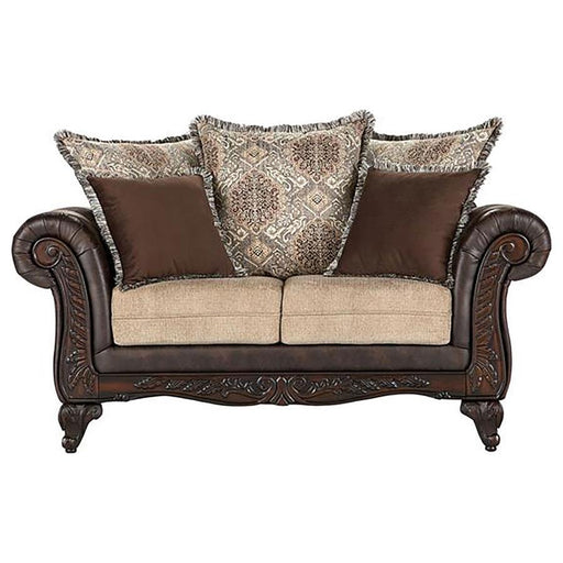 Elmbrook - Upholstered Rolled Arm Loveseat - Brown - JaxCo Furniture