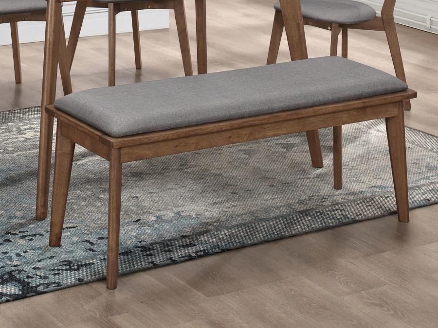 Alfredo - Upholstered Dining Bench - Gray And Natural Walnut - JaxCo Furniture