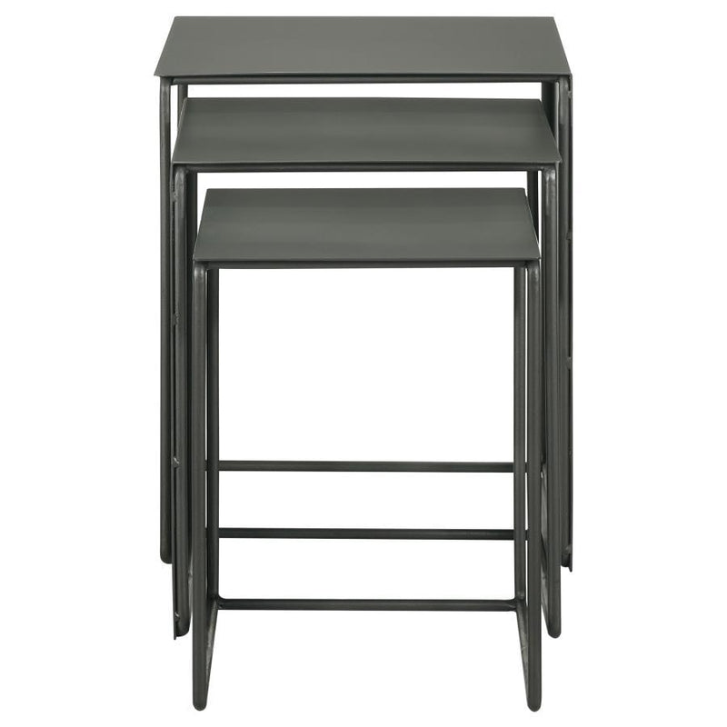 Imez - 3 Piece Rectangular Metal Nesting Table Set - Gray - JaxCo Furniture