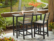 Shoreline Beach - Outdoor Counter Table And 2 Barstools (Set of 3) - Black / Beige - JaxCo Furniture
