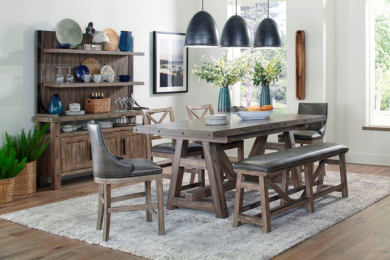 Lodge Dining - Upholstered Counter Bench - Siltstone - JaxCo Furniture