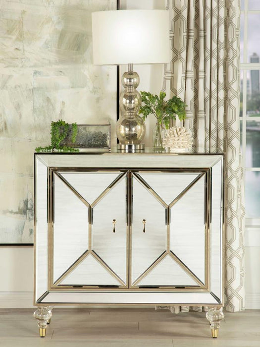 Lupin - 2-Door Mirrored Storage Accent Cabinet - Champagne - JaxCo Furniture