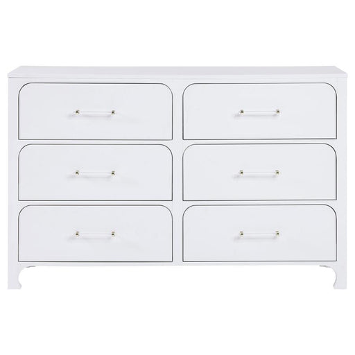 Anastasia - 6-Drawer Dresser - Pearl White - JaxCo Furniture