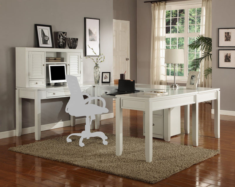 Boca - U Shape Desk With Hutch And File - Cottage White - JaxCo Furniture