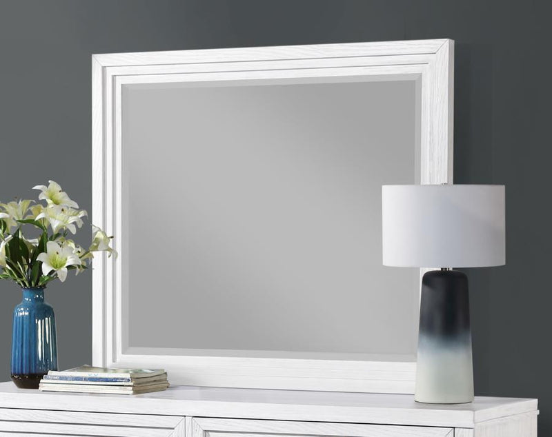 Marielle - Dresser Mirror - Distressed White - JaxCo Furniture