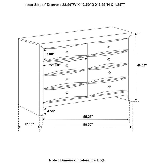 Briana - 8-Drawer Dresser - Black - JaxCo Furniture