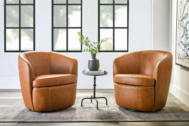 Barolo - 100% Italian Leather Swivel Club Chair (Set of 2) - JaxCo Furniture
