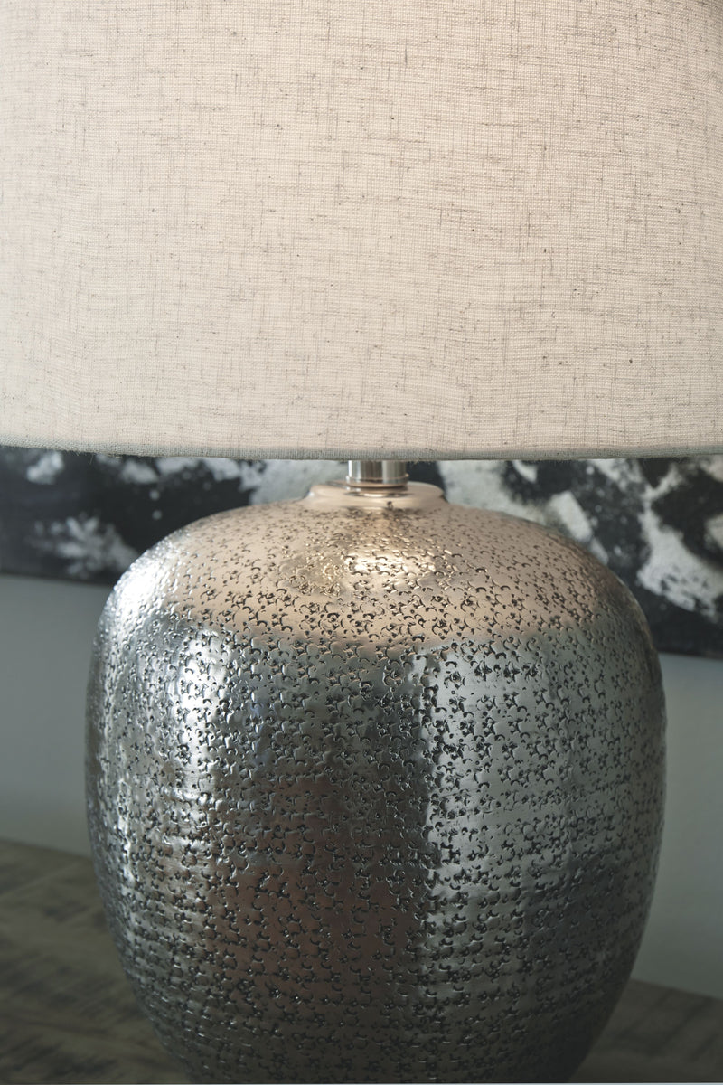 Magalie - Antique Silver Finish - Metal Table Lamp - JaxCo Furniture