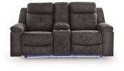 Brysonview - Double Reclining Loveseat With Console - Charcoal - JaxCo Furniture