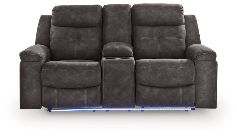 Brysonview - Double Reclining Loveseat With Console - Charcoal - JaxCo Furniture