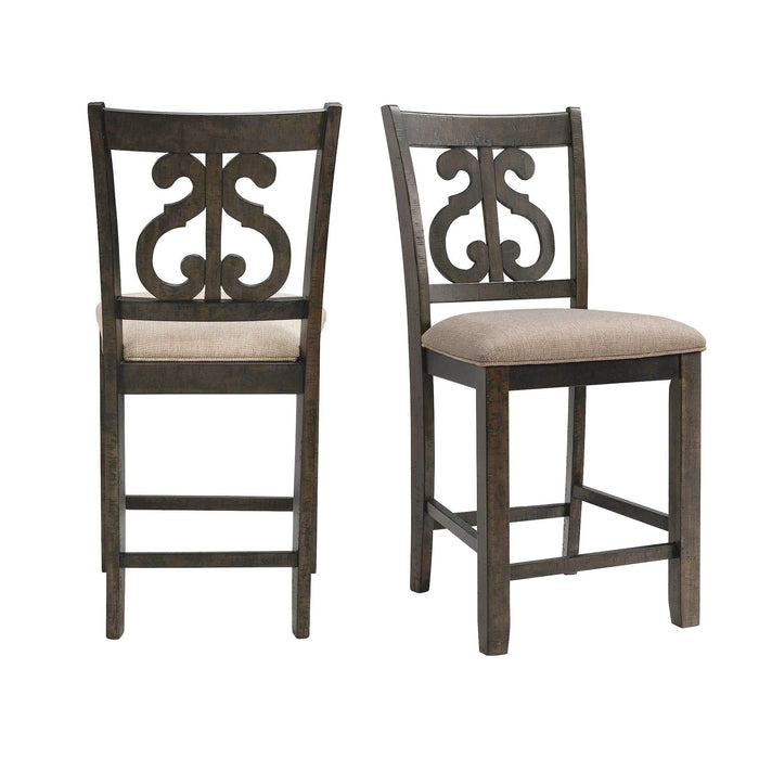 Stone - Counter Swirl Back Side Chair (Set of 2) - Smokey Walnut - JaxCo Furniture