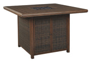 Paradise Trail - Medium Brown - Square Bar Table w/Fire Pit - JaxCo Furniture